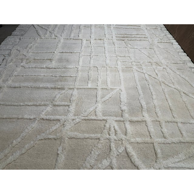 RH Almora Wool Rug – 10' × 14' Cream | Hand-Knotted New Zealand Wool | Sculptural Abstract Contemporary Design Luxury...
