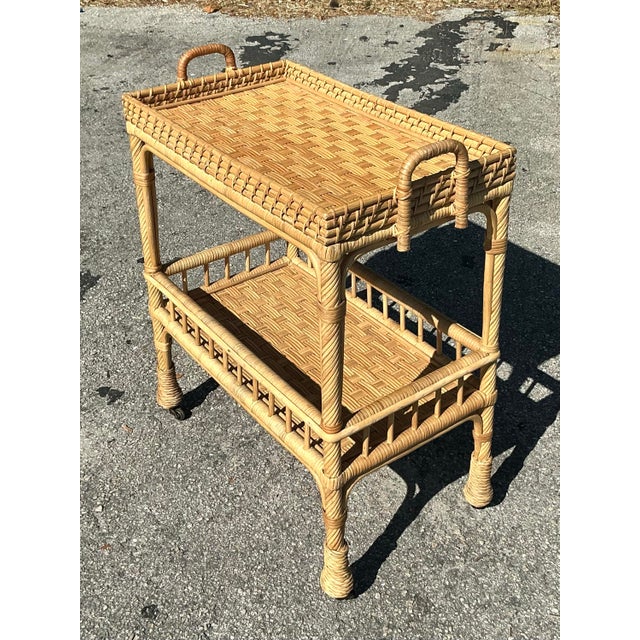 Khaki Vintage Coastal Serena and Lily Bar Cart For Sale - Image 8 of 9