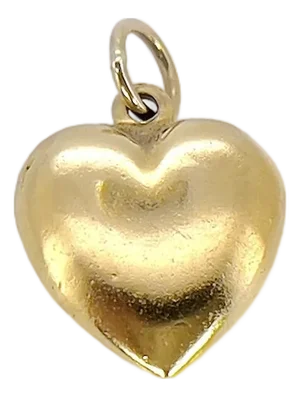 Vintage 9k Gold Puffy Heart Charm