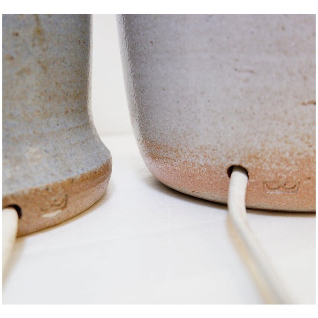 Vintage Two-Tone Finish Ceramic Table Lamps, 1980s, Set of 2 For Sale - Image 4 of 12