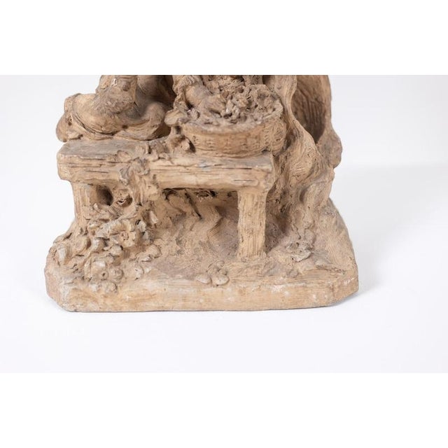 Rocaille-Style Terracotta Sculpture of Children and Flowers, 1850s For Sale - Image 11 of 12