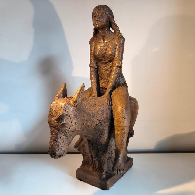Liège School Artist, Young Girl with Donkey, 1970, Terracotta For Sale - Image 3 of 13