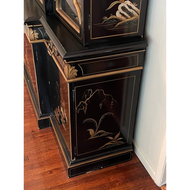 Vintage Karges Chinoiserie Style Bubble Glass Secretary Breakfront For Sale - Image 9 of 17