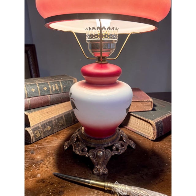 Vintage Hurricane Gone With the Wind Electric Lamp Hand Painted Flowers For Sale In Detroit - Image 6 of 10