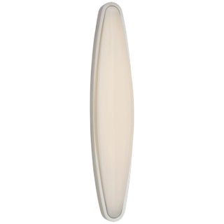 AERIN for Visual Comfort Signature Ezra Large Bath Sconce in Polished Nickel with White Glass For Sale