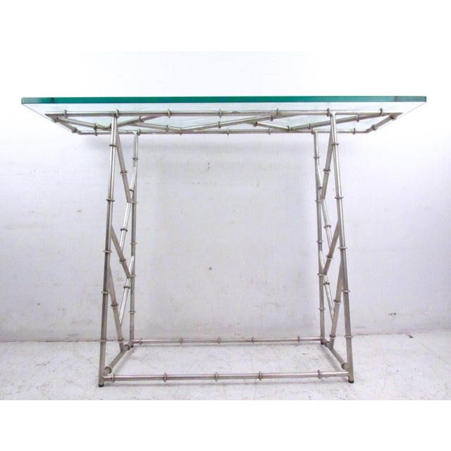 Late 20th Century Industrial Metal Faux Bamboo Console Table For Sale - Image 5 of 8