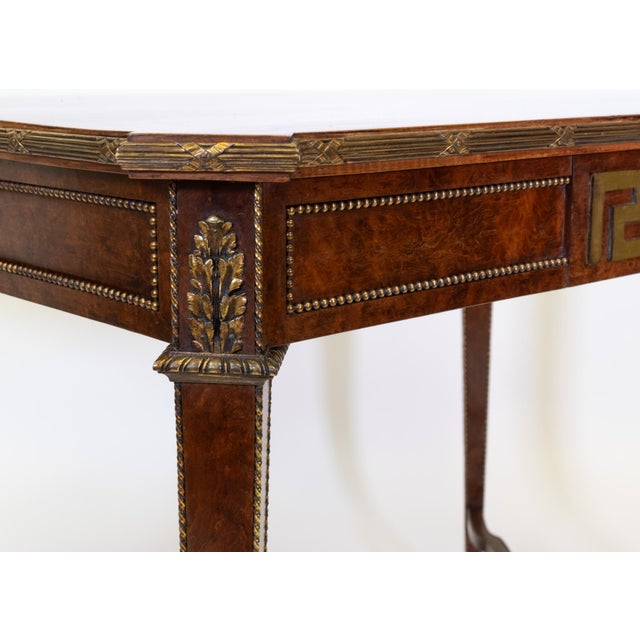 Brown Late 19th Century Louis XVI Plum Pudding & Gilt Centre Side Table For Sale - Image 8 of 16