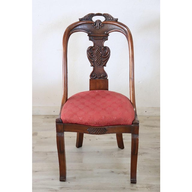 Set of Early 19th Century Dining Chairs in Carved Walnut For Sale - Image 13 of 14