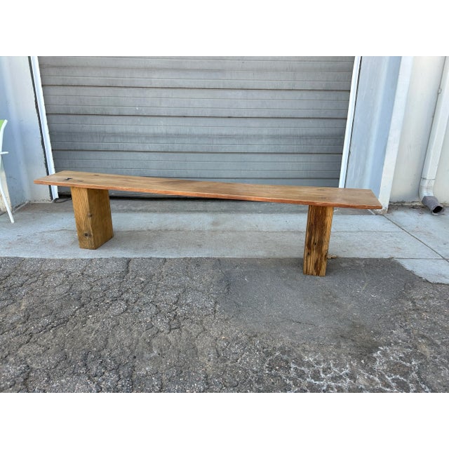 1990s Long Rustic Wooden Bench For Sale - Image 4 of 12
