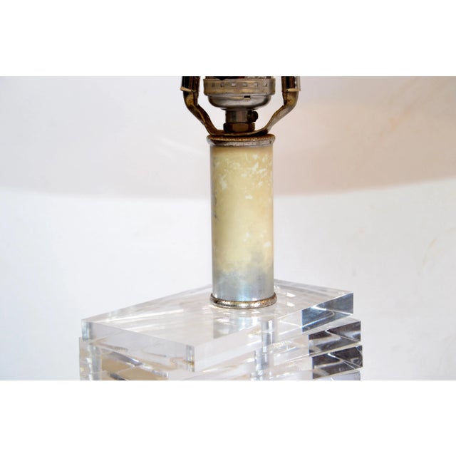 Mid-Century Modern Stacked Clear Lucite Lamps Spiral Staircase Design - a Pair For Sale - Image 9 of 13