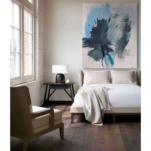 Contemporary "Sings My Soul" Original Lyrical Abstraction Painting in Forest Green, Teal, and Sky Blue For Sale - Image 3 of 10