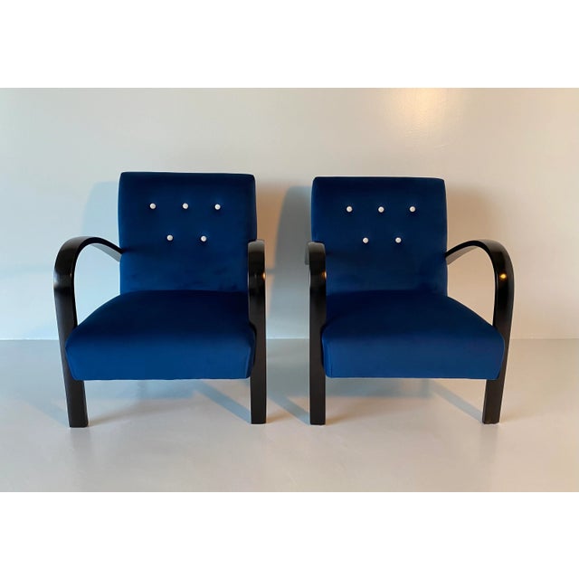 Set of Italian Art Deco Blue Armchairs, 1930s For Sale - Image 10 of 10
