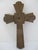 Gold Mexican Folk Art Milagros Wood Cross Nailed Metal Brass Charm Wall Hanging For Sale - Image 8 of 9