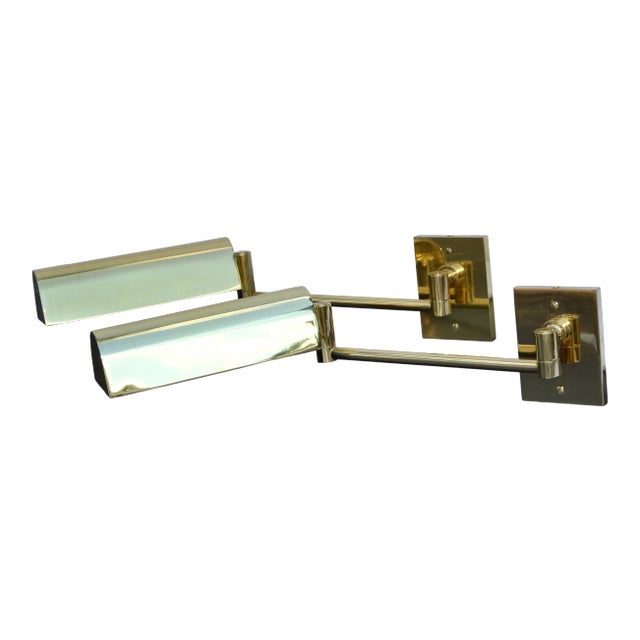 Hansen Retractable Brass & Metal Sconces Lamps Metalarte Spain Wall Lights Pair For Sale