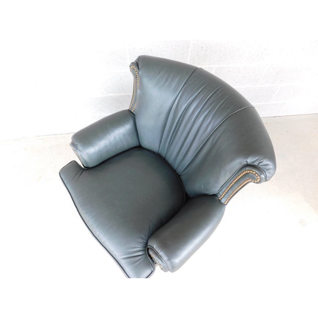 Hancock & Moore Leather Swivel Rocking Arm Club Chair For Sale In Philadelphia - Image 6 of 17