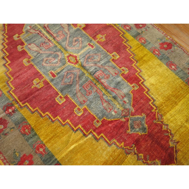 Red Zabihi Collection Yellow Turkish Gallery Rug For Sale - Image 8 of 12