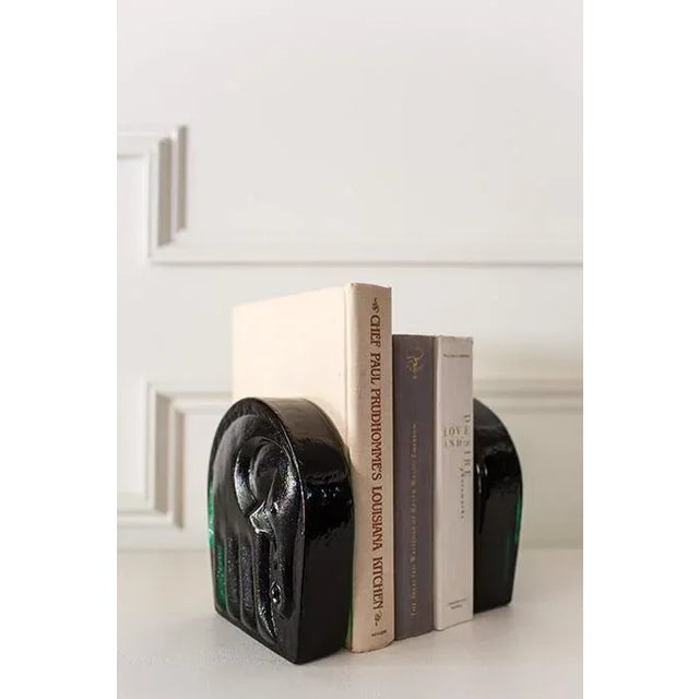 Mid-Century Modern 1960's Joel Myers for Blenko Green Glass Bookends - Set of Two For Sale - Image 3 of 7