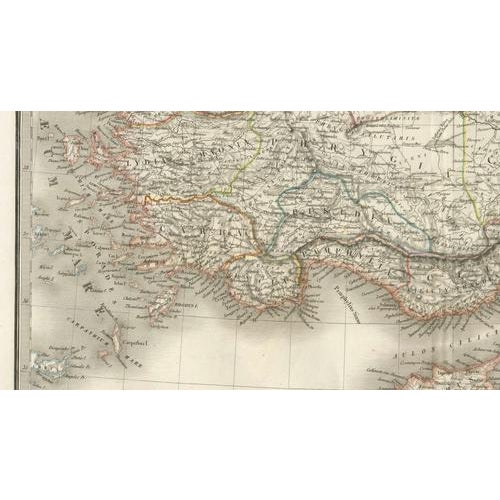 Black Antique Hand-Colored Engraved Map of Asia, Turkey and Levant by Lapie, 1838 For Sale - Image 8 of 9