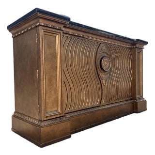 1990s Century Furniture Silk Roads Gilt Credenza – Solid Stone Top For Sale