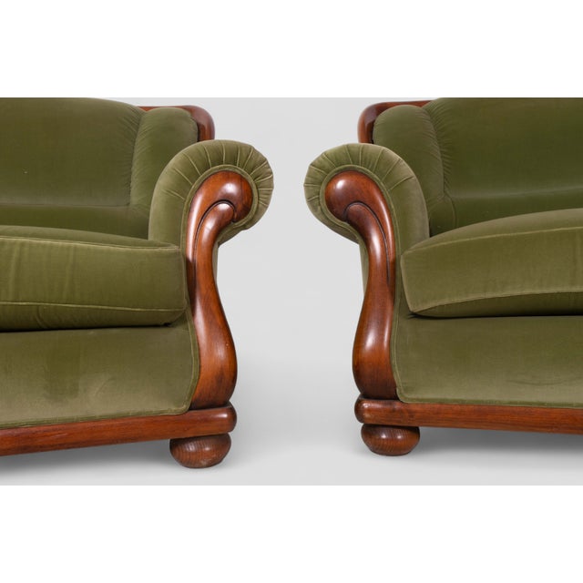Vintage Chairs in Green Velvet and Bentwood, 1940s, Set of 2 For Sale - Image 3 of 9