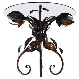 Italian Bronzed Metal & Tinted Glass Illuminated Coffee or Side Table, 1950s For Sale