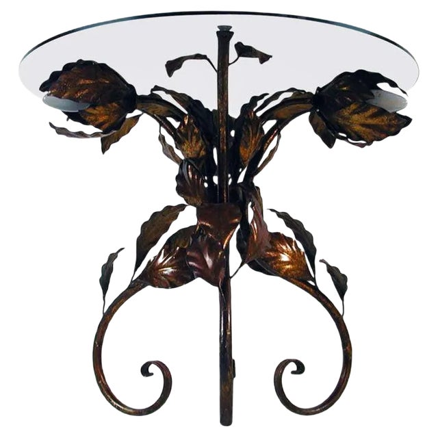 Italian Bronzed Metal & Tinted Glass Illuminated Coffee or Side Table, 1950s For Sale