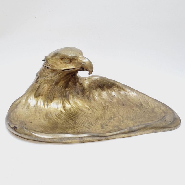 Art Deco Brass Desk Set with Stylized Eagle Heads, 1920s, Set of 5 For Sale - Image 15 of 18