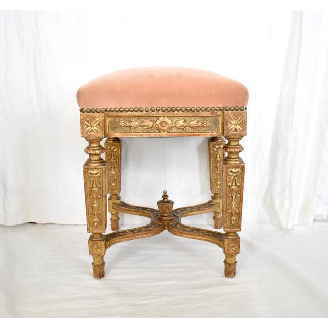 17th Century C. 1700 Louis XIV French Giltwood Tabouret For Sale - Image 5 of 13