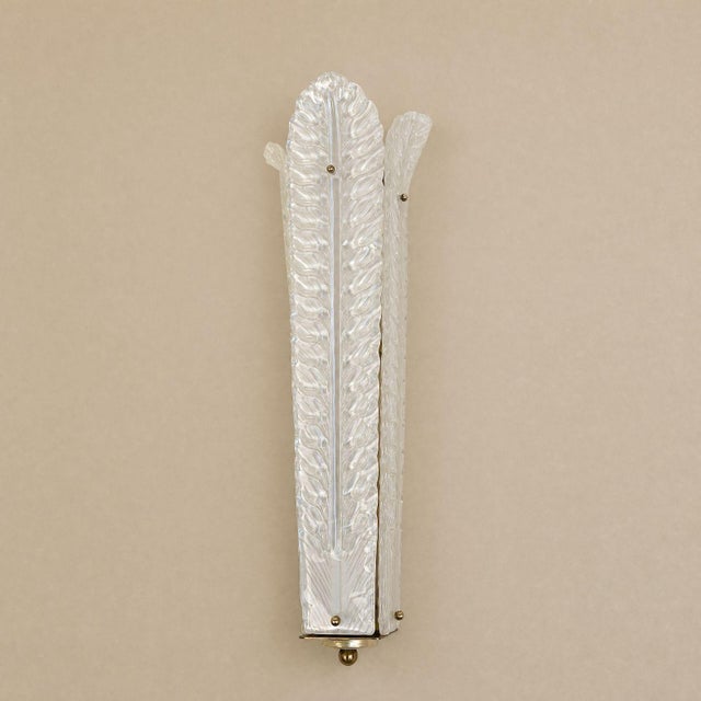 1970s 1970s Mid-Century Modern White Murano Glass Vanity Sconces - a Pair For Sale - Image 5 of 10