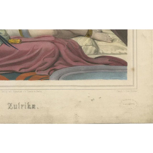 Blue After Schrödter, Ulrika, Reclining Woman with Parrots, 1840, Lithograph For Sale - Image 8 of 10