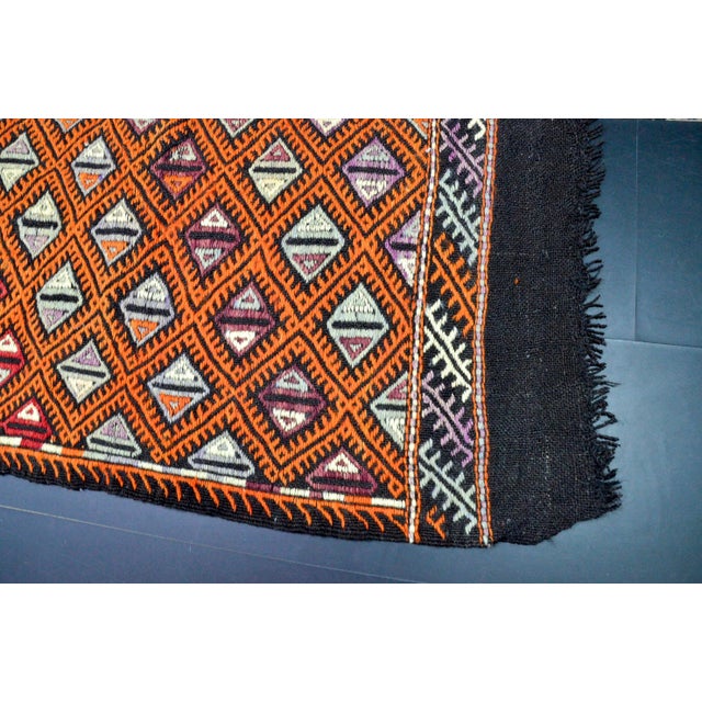 Vintage Turkish Orange Kilim Rug For Sale - Image 9 of 11