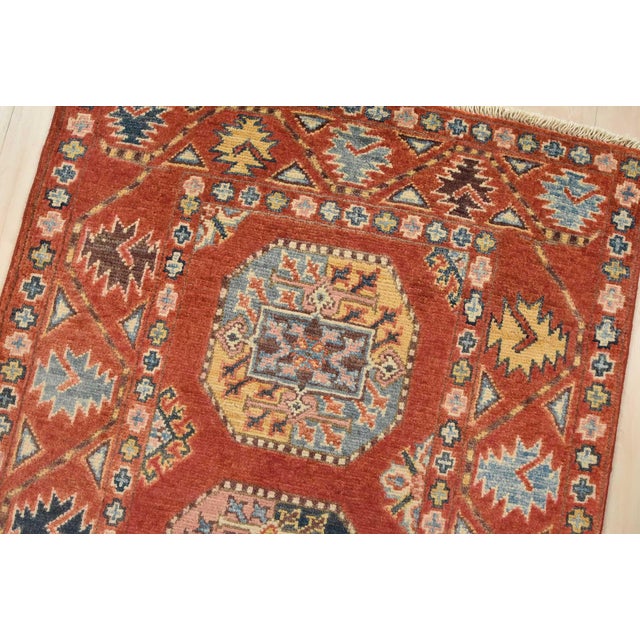 Textile Kazak Runner 2’6” X 9’10” Red Wool Tribal Hand-Knotted Oriental Rug For Sale - Image 7 of 12