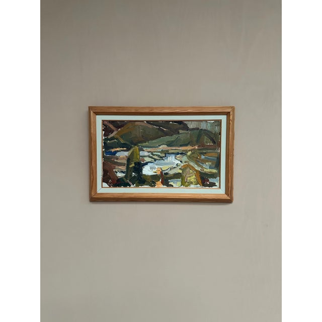 O. Blomberg, Cubist Landscape, 1950s, Oil Painting on Canvas, Framed For Sale - Image 8 of 16