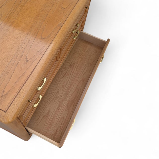 1980s Thomasville Prestige Oak Drawer Console Sideboard For Sale - Image 18 of 18