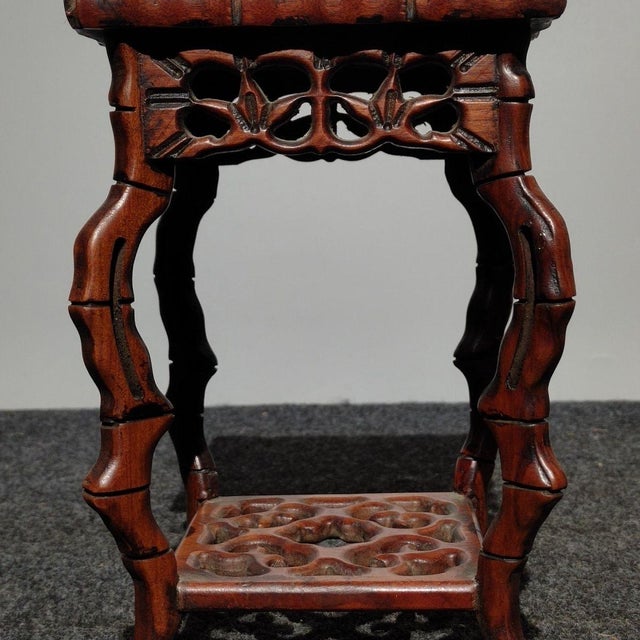 Vintage Chinese Rosewood Display Stand, Carved Openwork Pedestal For Sale In Los Angeles - Image 6 of 6