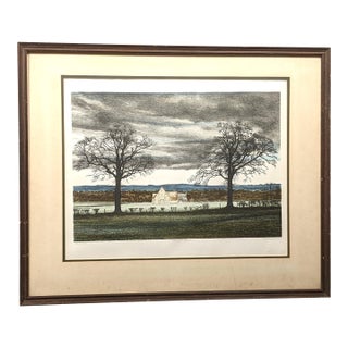 1980s George Guest "Great Barn" Signed Limited Edition Lithograph 52/200 Framed For Sale