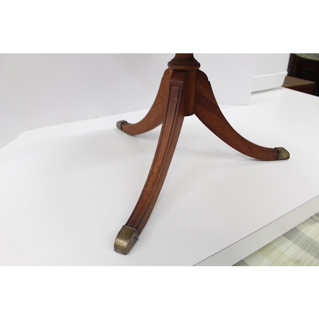 1940s Vintage Mahogany Round Tiered Occasional Table | Leather Top For Sale - Image 5 of 7