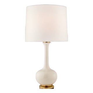 Christopher Spitzmiller by Visual Comfort Signature Coy Medium Table Lamp in Ivory with Linen Shade For Sale