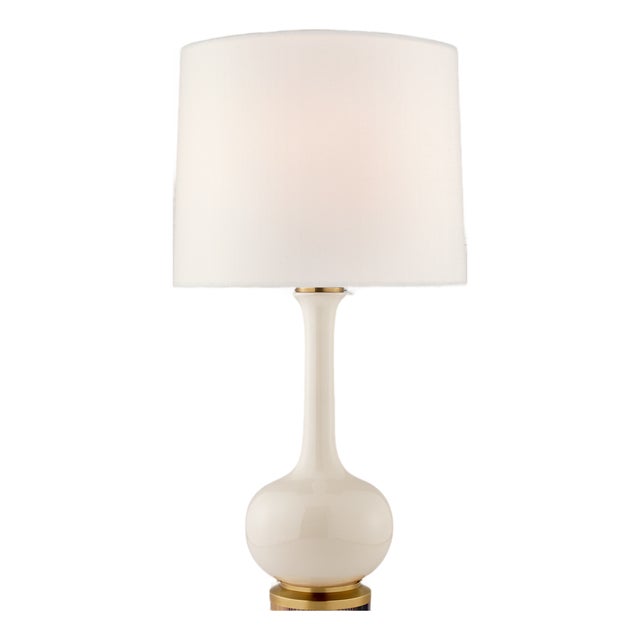 Christopher Spitzmiller by Visual Comfort Signature Coy Medium Table Lamp in Ivory with Linen Shade For Sale