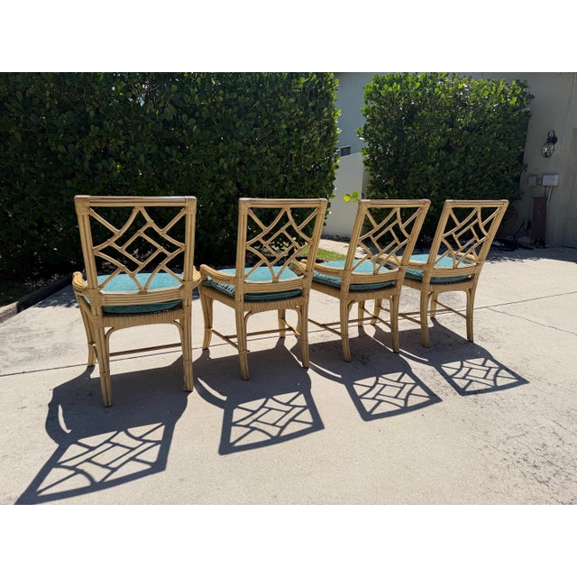 Ecru Vintage Lane Venture Fretwork Rattan Dining Chairs, Set of 4 For Sale - Image 8 of 14