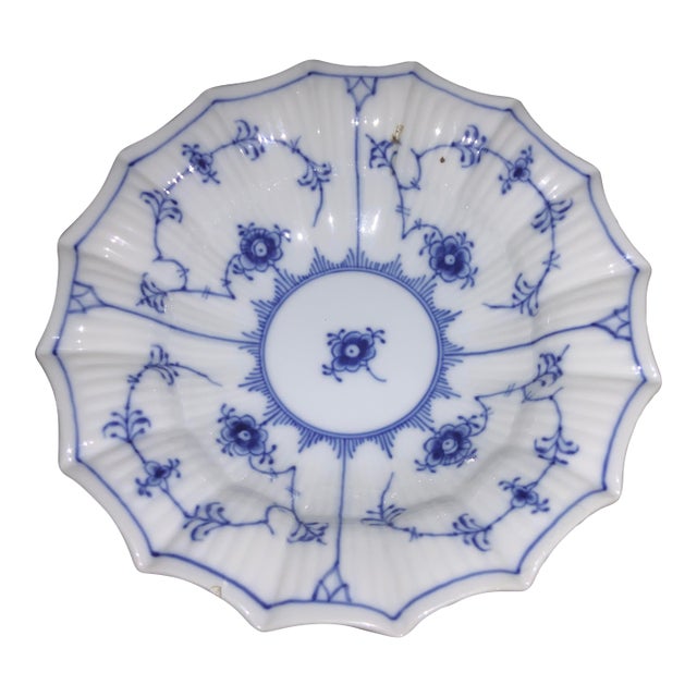 1950s Royal Copenhagen Blue Fluted 16 Point Bowl 140 For Sale