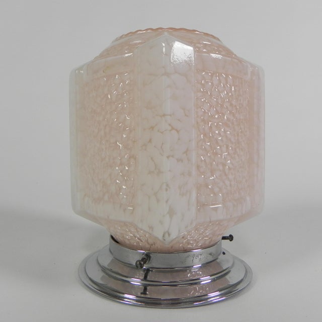Art Deco Ceiling Lamp with Pink Cloudy Shade, 1930s For Sale - Image 10 of 14