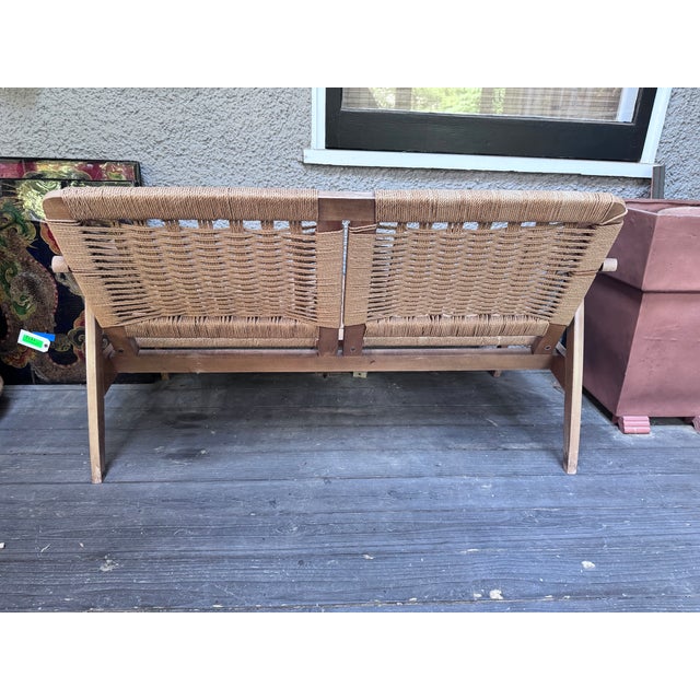 Mid 20th Century Hans Wegner Style MCM Rope Loveseat For Sale - Image 5 of 14