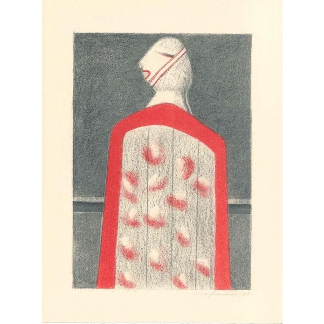 Figure is an original lithograph on ivory-colored cardboard, realized by Alfonso Avanessian in 1989. Hand-signed and...
