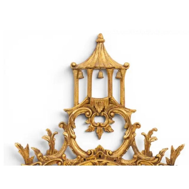 Chinese Chinese Chippendale Style Oval Giltwood Pagoda Wall Mirror For Sale - Image 3 of 11