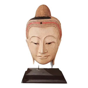 Monumental Mansion Size Decorative Buddha Statue Sculpture Head on a Stand Room Decor