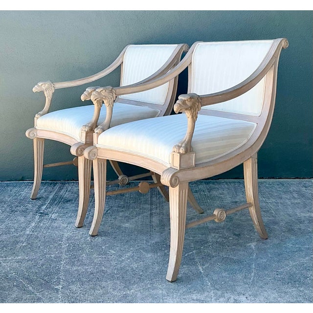 Vintage Hand Carved Eagles Head Lounge Chairs - A Pair For Sale - Image 10 of 12