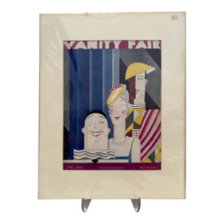 1928 Original Vanity Fair Magazine Cover, July, Eduardo Garcia Benito, Art Deco, Matted For Sale