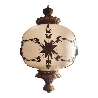 Mid 20th Century Traditional Bronze Ormolu Hanging Globe Light For Sale