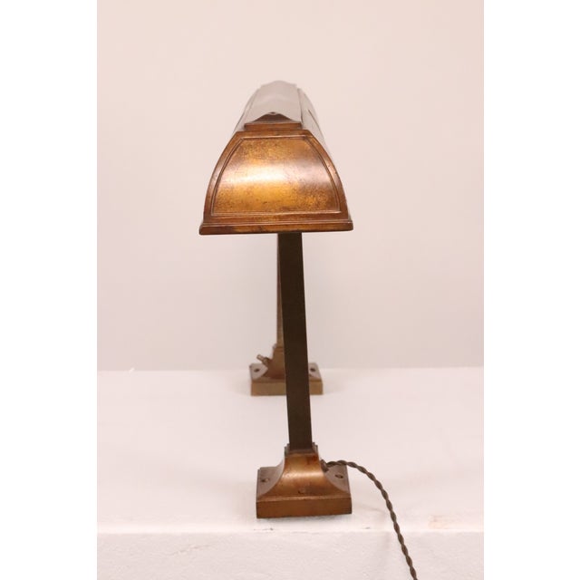 Restored 1910s i.p. Frink Industrial Copper Brass Bank Desk Lamp For Sale - Image 10 of 12